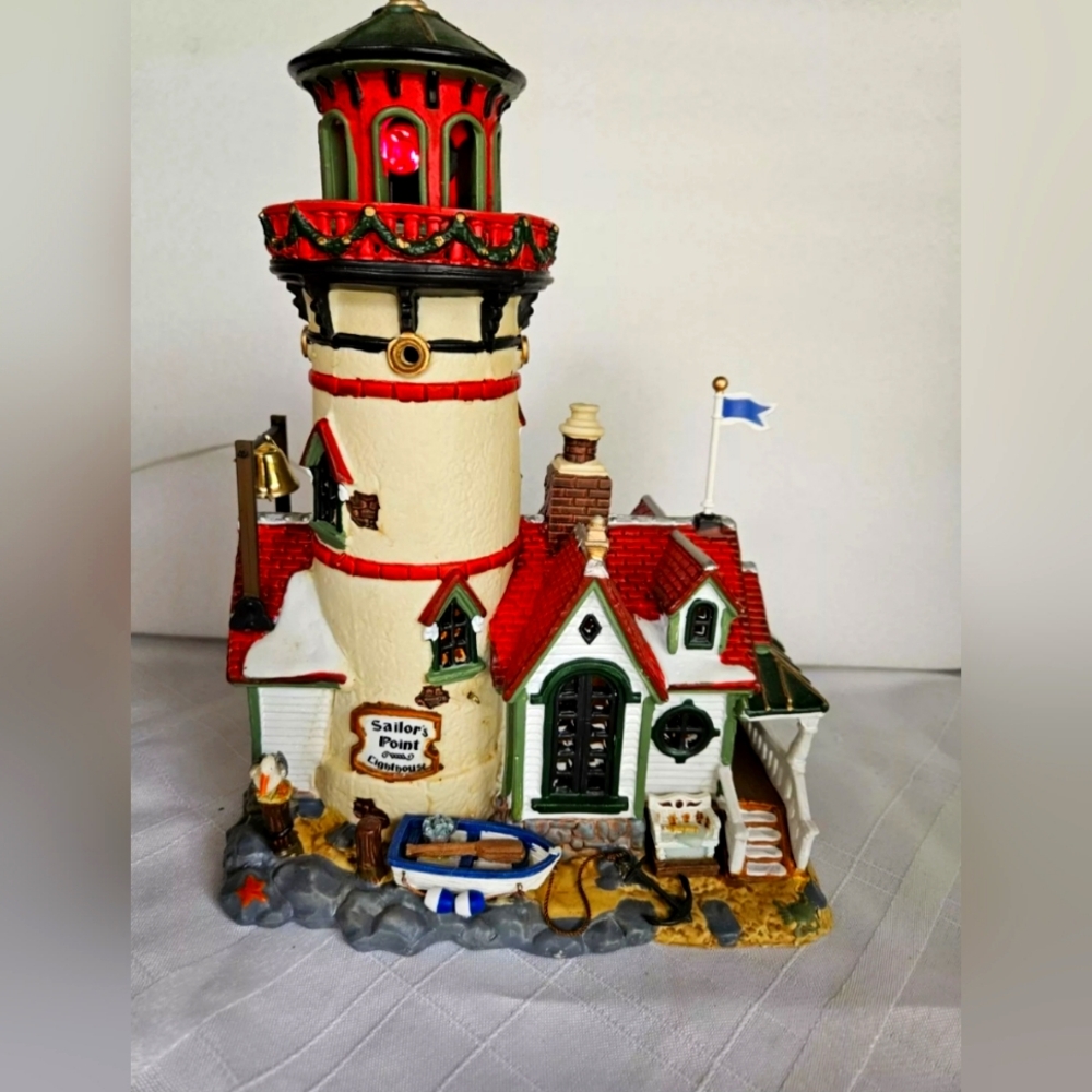 Lemax Plymouth Corners Sailors Point Lighthouse #35818A Rotating Beacon Vintage
